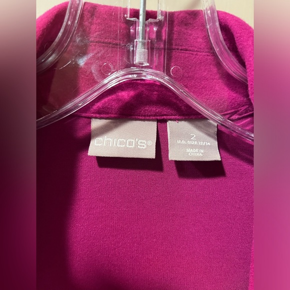 Chico’s double lapel single button overcoat magenta- size 2 - Picture 3 of 13